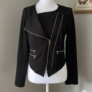 🔥Vintage Black Asymmetrical Zippered Blazer Jacket Large 🔥